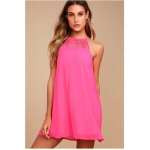 Lulus Tell Me Fuchsia Swing Lightweight Flirty Swing Mini Dress Size S